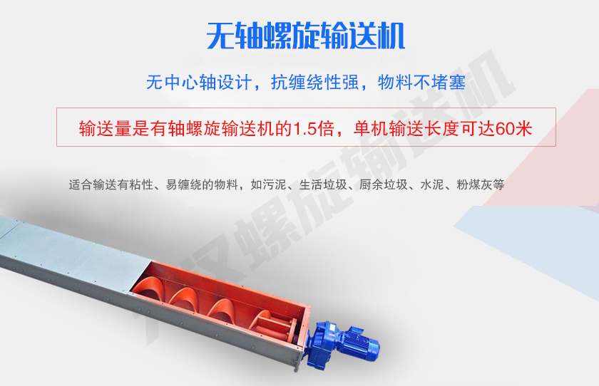 無中心軸設計，抗纏繞性強，物料不堵塞